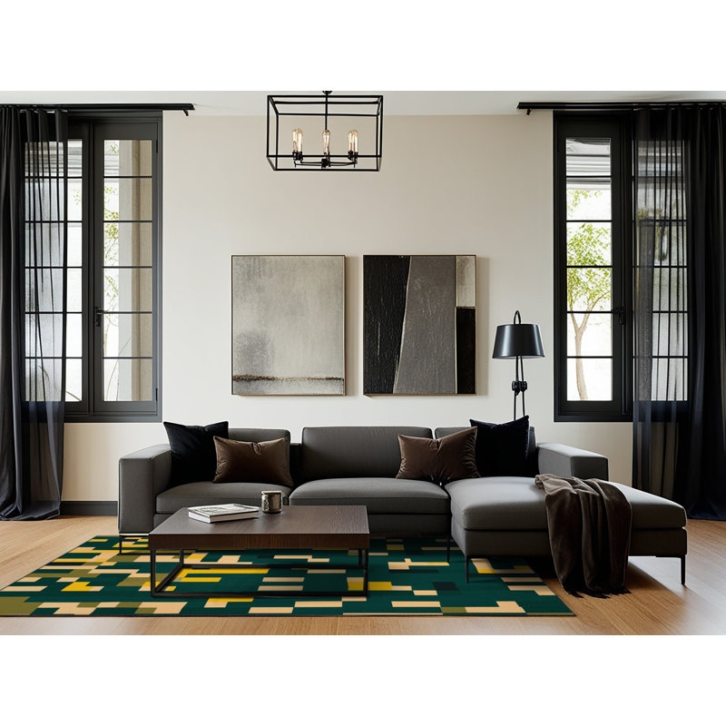 Pixel Pastures Rug, Rectangle 6' x 9'