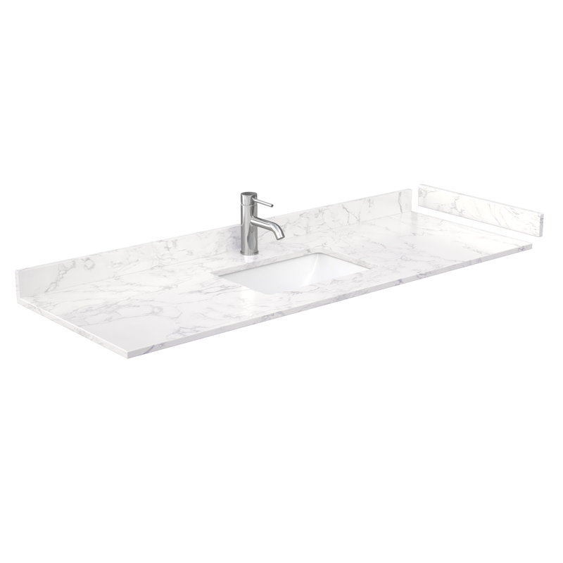 Daria 60'' W Single Vanity, Dark Gray, Polished Chrome, White Carrara Marble