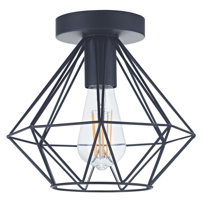 Metrodora Industrial Basket Cage Designed Ceiling Pendant Light Shade, Black
