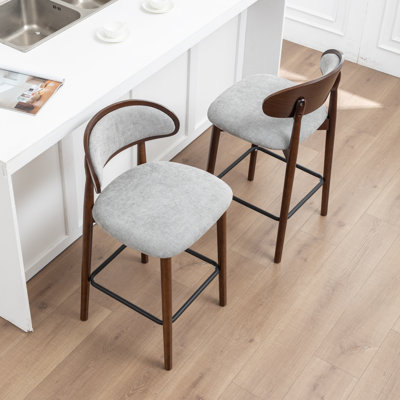 Wooden arc-shaped soft-panel bar stool