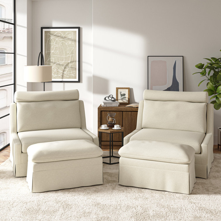 Slipcovered Chair And Ottoman Ever Slipcovered Striped Nursery