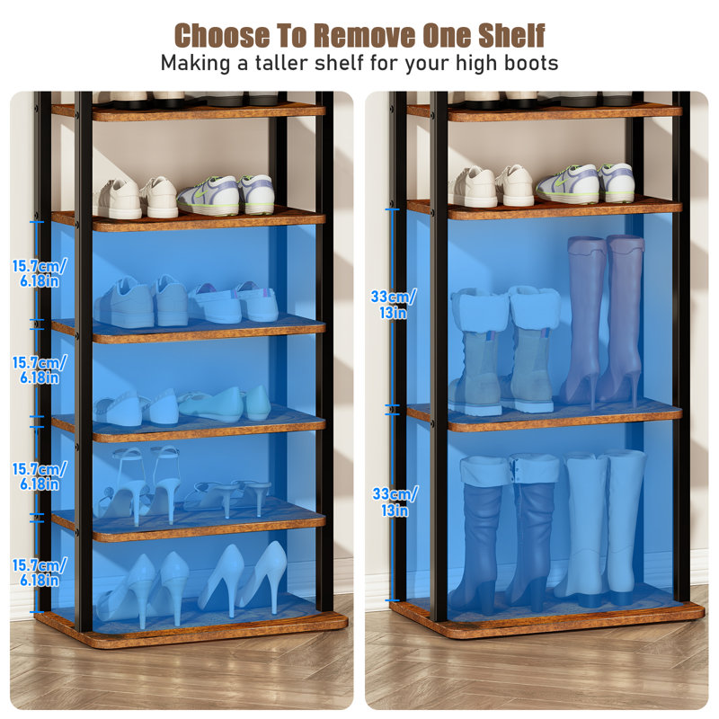 30 Pair Shoe Storage Cabinet, 136cm H x 48.5cm W x 30cm D, Brown