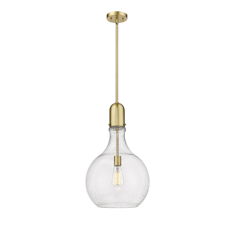 Luminaire suspendu à globe unique à 1 lumière, Ampoule non incluse, H 55,75 po x l 13,75 po x P 13,75 po, Or satiné