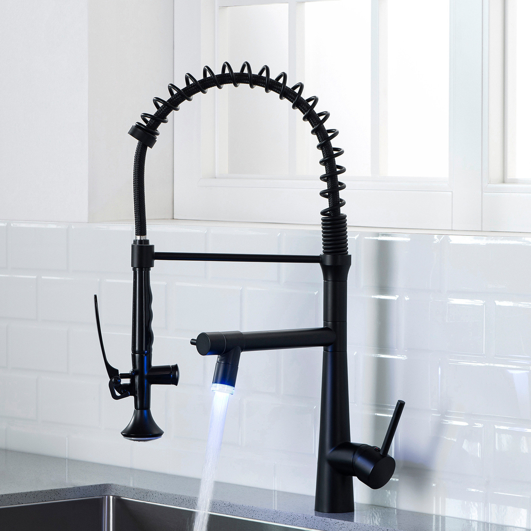 East Urban Home Contemporary Pull Down Kitchen Faucet With Solid Brass ...