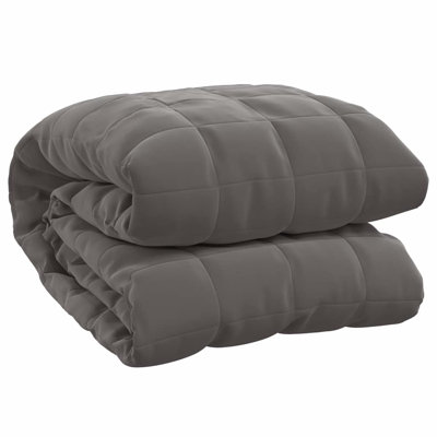 Weighted Blanket Grey Polyester with Glass Beads 86.6 x 92.5 in Weighted Comfort Blanket for Adults