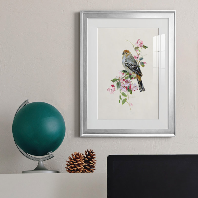 «Spring Song Goldfinch» - peinture encadrée, H 22,5 po x l 30,5 po x P 1,5 po, Argent