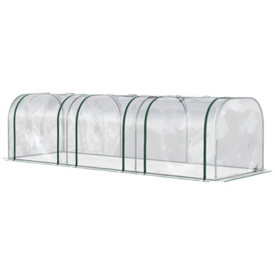 Outsunny 3' Mini Greenhouse, Portable Tunnel Green House With Roll-Up Zippered Doors, UV Waterproof Cover, Steel Frame