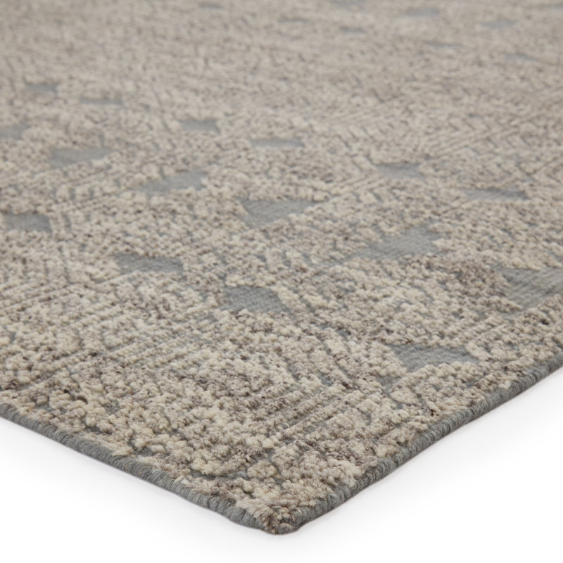 Hand Knotted Wool Area Rug in Gray, Rectangle 10' x 14'
