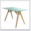 Bureau d'ordinateur moderne en verre trempé et en bois d'acacia, idéal pour les bureaux à domicile et les salles de conférence, durable et élégant