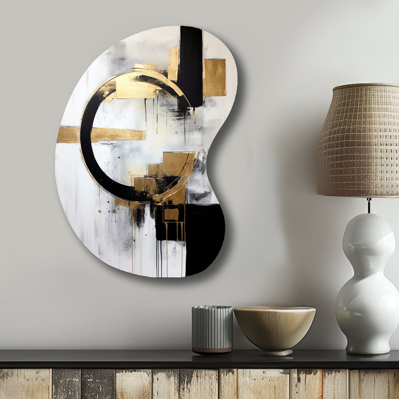 Elliott - peinture abstraite en forme de flèche - art mural asymétrique en métal, H 31 po x l 22 po