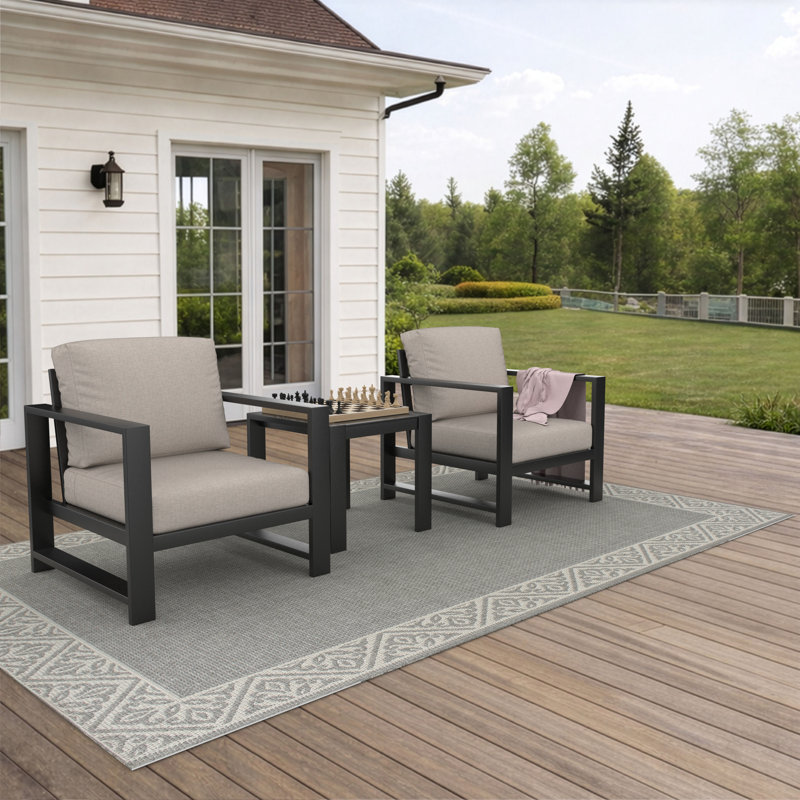 Dulcie 2-Person Seating Set with Sunbrella® Cushions, Cast Silver Sunbrella®