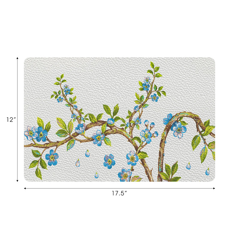 Cherry Blossom Pebble 17.5" Vinyl Placemat, Blue