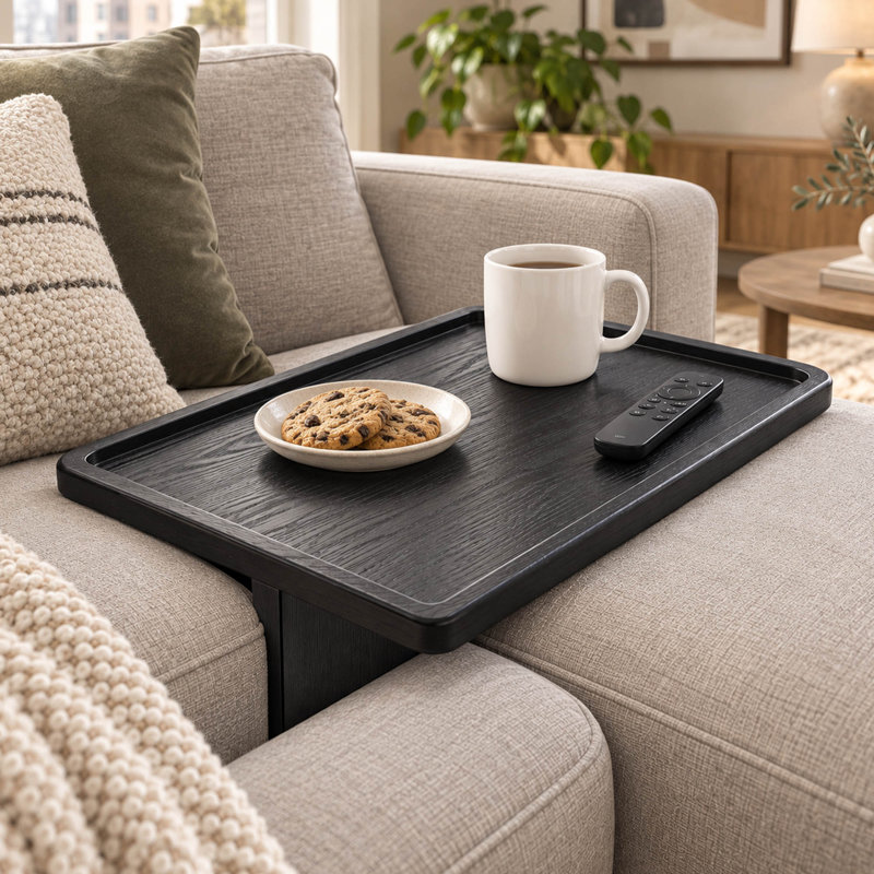 Plateau de canapé en pin massif avec insert pliable