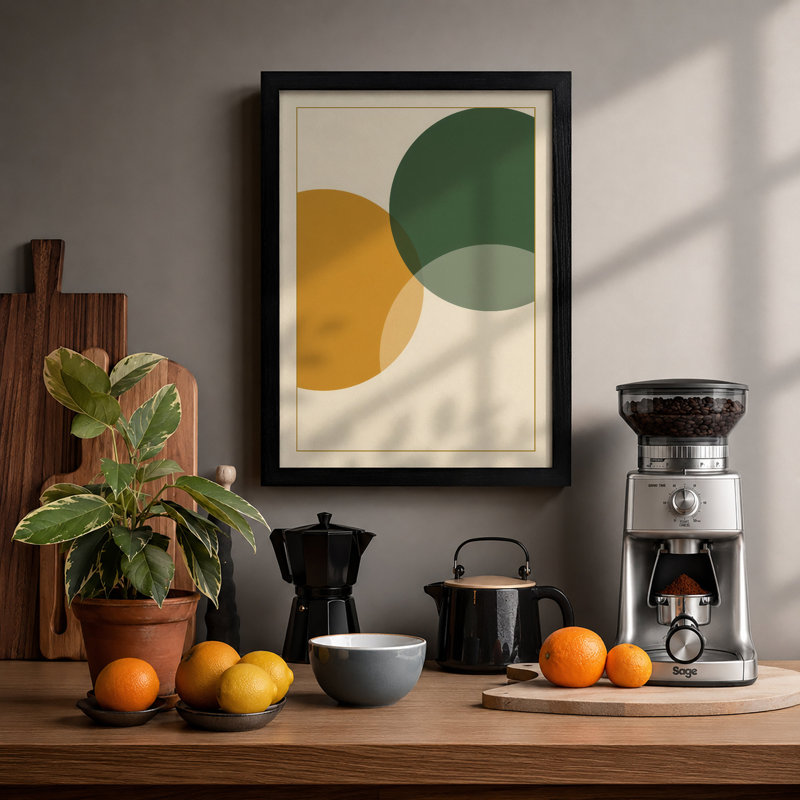 Overlapping Forms Minimalist - Framed Print, A4 - 29.7 x 21.0 cm, Black
