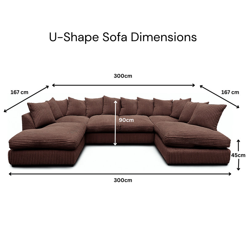 7 Seater Corduroy Corner Sofa, Brown
