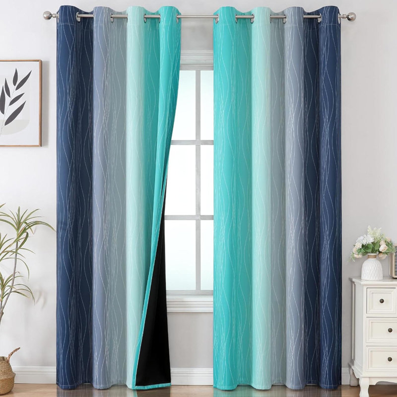 Rideaux pour salon Rideaux obscurcissant dégradés pour chambre à coucher, Bleu sarcelle; bleu; bleu marine