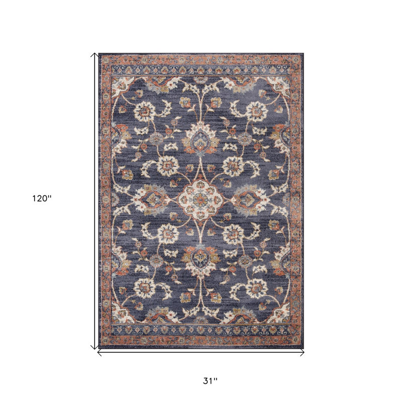 Tapis de couloir floral 10 pi avec frange