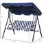 3 balancelles de patio bleu foncé. Coussin amovible. Structure en acier robuste. Auvent réglable inclinable pour la piscine, la cour arrière. Détendez-vous et détendez-vous. Capacité de poids de 440 lb. L 67,75 po x P 43,25 po et H 60,25 po