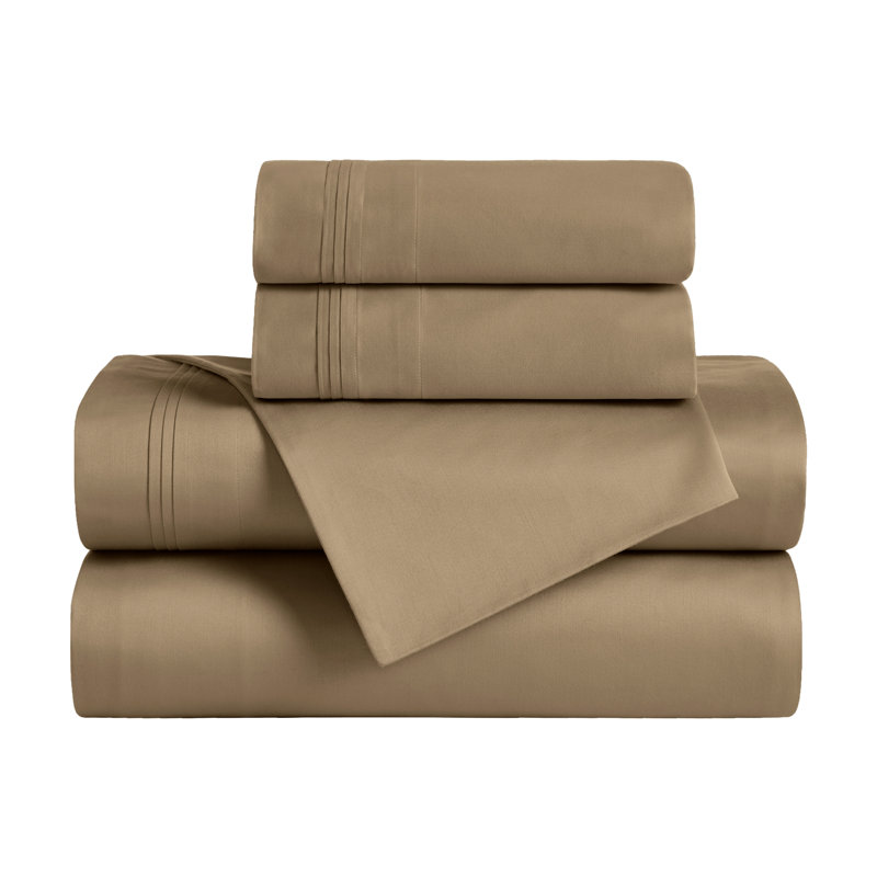 Egyptian Cotton Deep Pocket Solid 650 Thread Count Sheet Set, Taupe, Split King