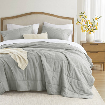 Mina Waffle Weave Textured Cozy Quilt Set