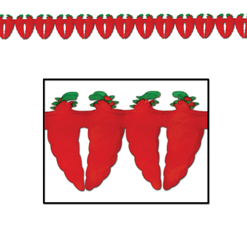 Chili Pepper Garland - 5Â½" x 12' - Pack of 12
