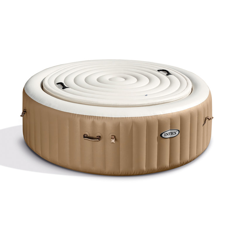 Tan Round Energy Efficient Spa Hot Tub Cover