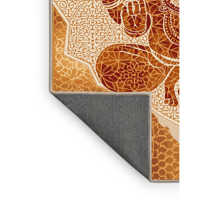 Tapis moelleux moelleux d'inspiration mondiale Suydam - reliure beige, 8 x 10