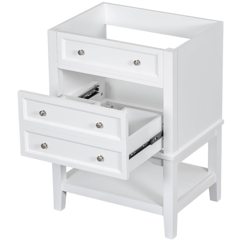 24" Bathroom Vanity Without Sink, Base Only, Solid Wood Frame Bathroom Storage Cabinet With 1 Drawer And 1 Open Shelf