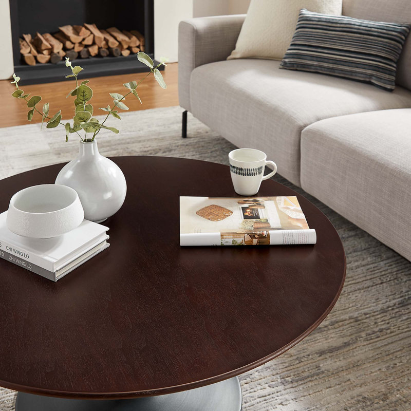 Table basse ronde Lippa, Noir, Cerisier