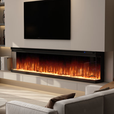 Recessed & Wall-Mounted Electric Fireplace With 12 Flame Colors, 5 Brightness Levels, And Remote Control