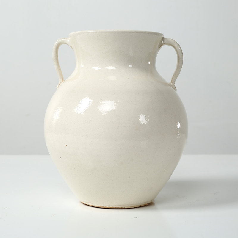 Approx. 9" High Off Whtie Ceramic Vase with Two Handles