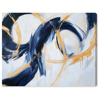 Navy and Rings I Canvas Luxury Abstract Art by