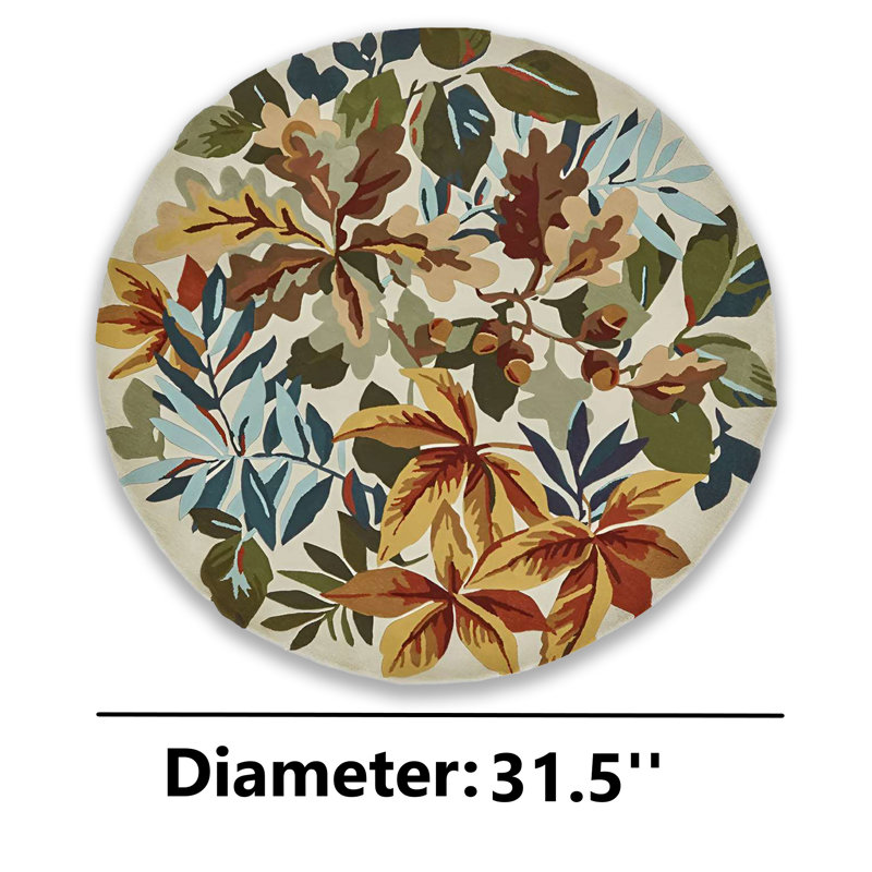 Tapis floral rond en coton antidérapant, Rond 2 pi 8 po