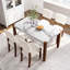 Ensemble de mobilier de salle à manger moderne 5 pièces, coin repas pour 4 personnes pour la cuisine, table de style faux marbre de 46 po et 4 chaises rembourrées avec pieds en bois d'hévéa massif