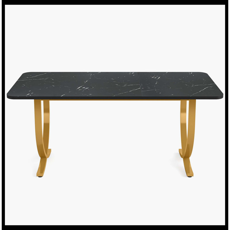 Table de salle à manger 63 ", table de cuisine moderne avec plateau en faux marbre