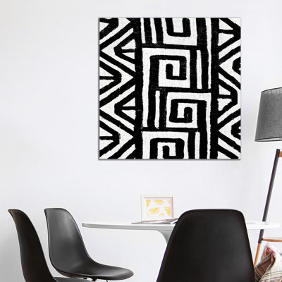 Mudcloth Black Geometric Design VIII by Ellie Roberts - Wrapped Canvas Painting