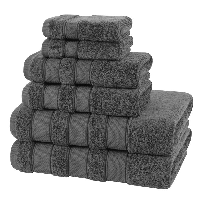 Ensemble 6 serviettes de bain Karani, Gris foncé