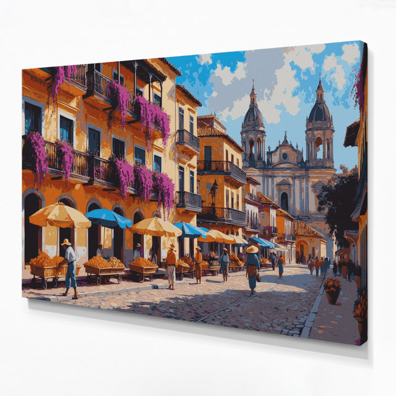 Art urbain sur toile, villes de Cartagena, Colombie, H 20 po x l 24 po