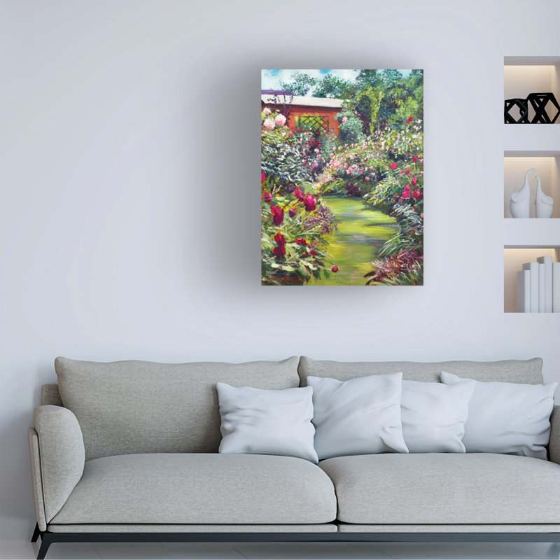 Art sur toile par David Lloyd Glover, LE TANGLED SPRING GARDEN, H 19 po x l 14 po