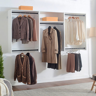 Devi White Wall Mounted Wood Closet System