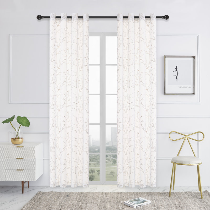 Greater Taree Sheer Curtain Single Panel, 52'' W x 95'' L, Beige