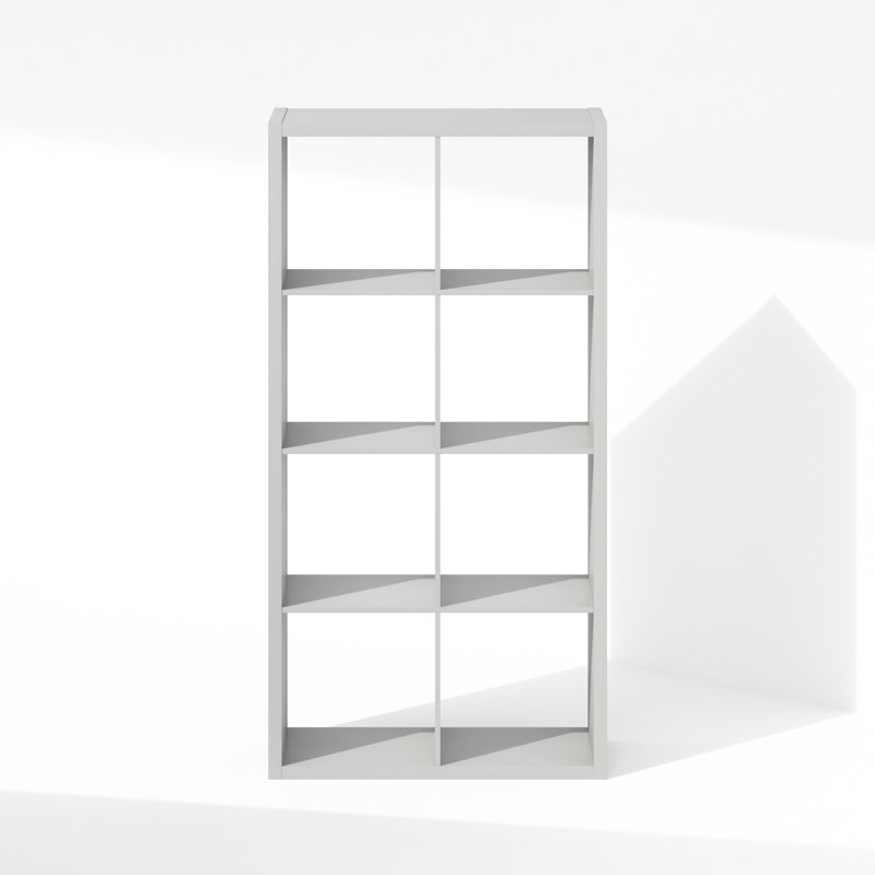 Furinno Cubic Open Back Multipurpose Clothing & Closet Storage Organizer Shelf, 8-Cube, Light Grey