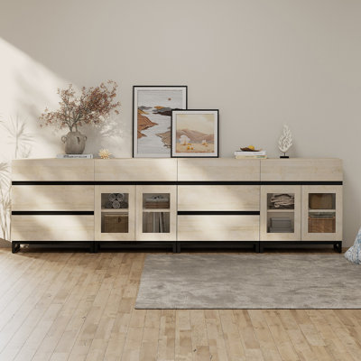 Dresser With Glass Doors, 4 In 1 Modern Chest Of Drawers With Adjustable Shelves And 8 Drawers, Closet Organizers