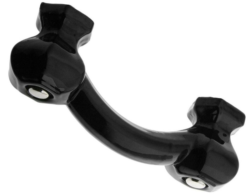 Antique Black Glass Bar Pull with Mounting Hardware