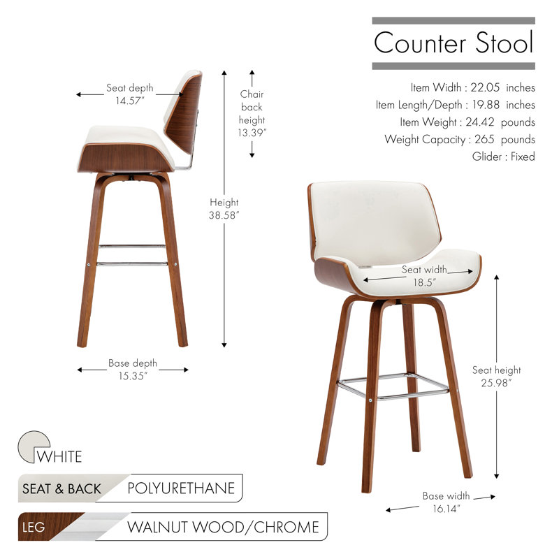 Swivel Bar Stool, White