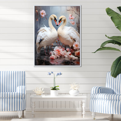 «White Blooming Swan Serenade II», art mural cygnes