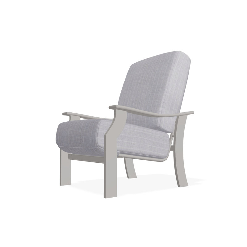 St. Catherine Marine Grade Polymer Deep Seating Cushion Arm Chair, Warm Gray, Restore Indigo