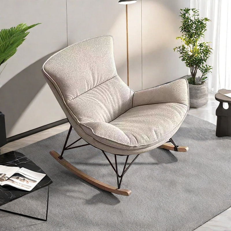 Chaise berçante de salon nordique simple, Blanc cassé