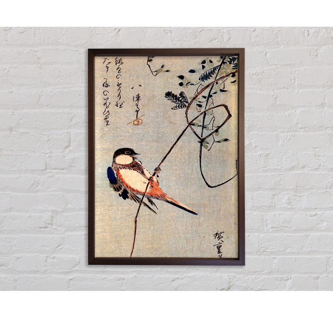 Hiroshige Ein Vogel auf einer Glyzinie - Einzelner Bilderrahmen Kunstdrucke auf Leinwand