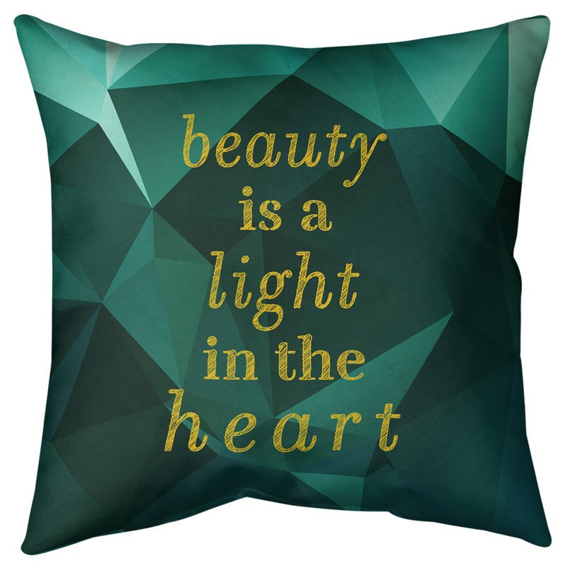 Coussin de sol inspirant la beauté des pierres précieuses, H 28 po x l 28 po, Émeraude / doré